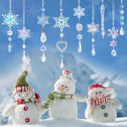 Crystal Snowflake Christmas Tree Decorations - 21pcs Christmas Tree Ornaments Sparkling Dazzling Festival Party Decoration Crystal Snowflake Design Hanging Ornament Holiday Season Home Decor