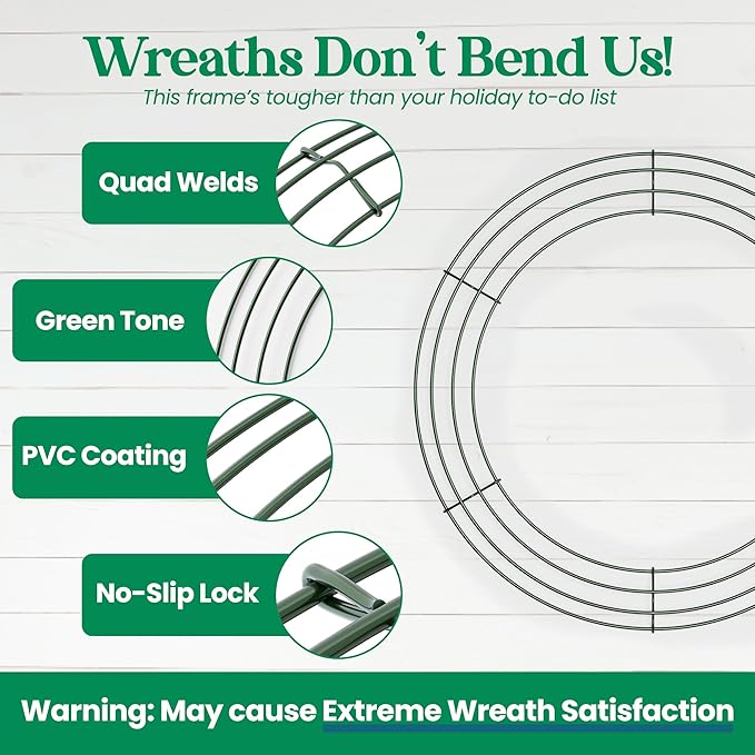 5-Pack Wire Wreath Frame – Round Metal Wreath Form with Ring Design for DIY Crafts, Floral Projects, and Home Decor – Dark Green Wire Frame for Christmas Holiday & Weddings (5, 12 Inches)