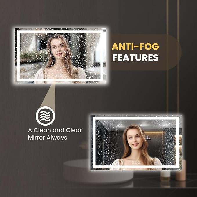 LOAAO 80"X40" LED Mirror for Bathroom, Lighted Bathroom Mirror with Lights, Anti-Fog, Dimmable, Memory Function, Clear Reflection