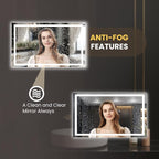 LOAAO 60"x32" LED Bathroom Mirror with Lights, Anti-Fog, Dimmable, Backlit + Front Lit, Lighted Bathroom Vanity Mirror for Wall, Memory Function