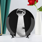 Lina Cavalieri Plate, Wall Decorative Plate, Mysterious Face Plate Wall Hanging Decoration,Including Bracket and Special Spring Hook, 10inch, Style2