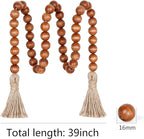 Meplait 39in Wood Bead Garland Farmhouse with Tassels,Versatile Prayer Beads Boho Chic Wall Hanging Home Decor (Brown)