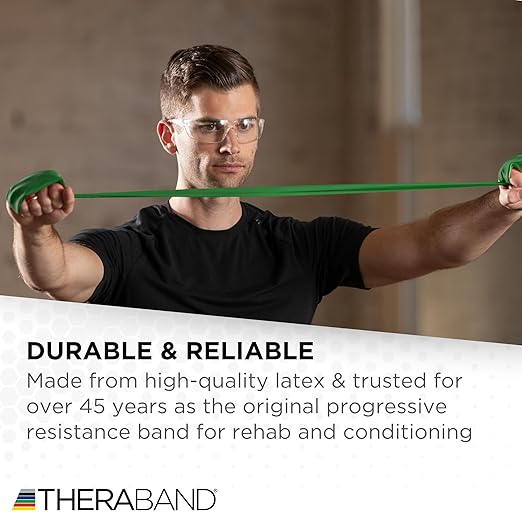 THERABAND Professional Resistance Band, Green Level 3 Heavy, 5 ft Exercise Band for Physical Therapy, Strength Training, Upper and Lower Body Workouts, Yoga and Pilates