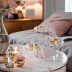 Round Acrylic Display Riser Stands, 3 Tier Jewelry Display Stands for Rings Earrings Mini Figurines 2 Pack(Clear)