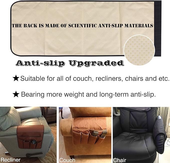 Teniux Non-Slip Couch Sofa Chair Armrest organizer with 5 Pockets Armchair Caddy For Smart Phone, Book, Magazines, Ipad, TV Remote Control Holder (Dark grey, Cloth)