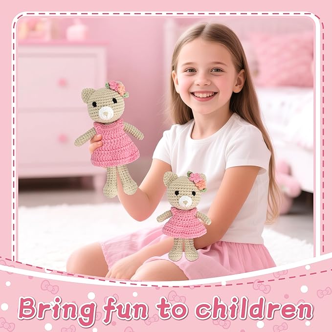 Big Sister Crochet Gift – Big Sister Little Sister Bear Dolls, Handmade Matching Stuffed Animals for Sibling Celebration, Older Sister Gift