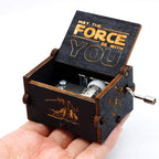 Huntmic Black Wood Star Wars Music Box, Antique Carved Hand Cranked Wooden Musical Boxes Home Decoration Crafts for Children Gifts (Black-Star war)