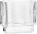 Ribbed Vase, Fluted Glass Vase for Flowers, Clear Flower Vases for Tulips, Modern Vases for Living Room, Dining Table, Office, Bedroom, Mantle, Shelf, Wedding, 7 Inch