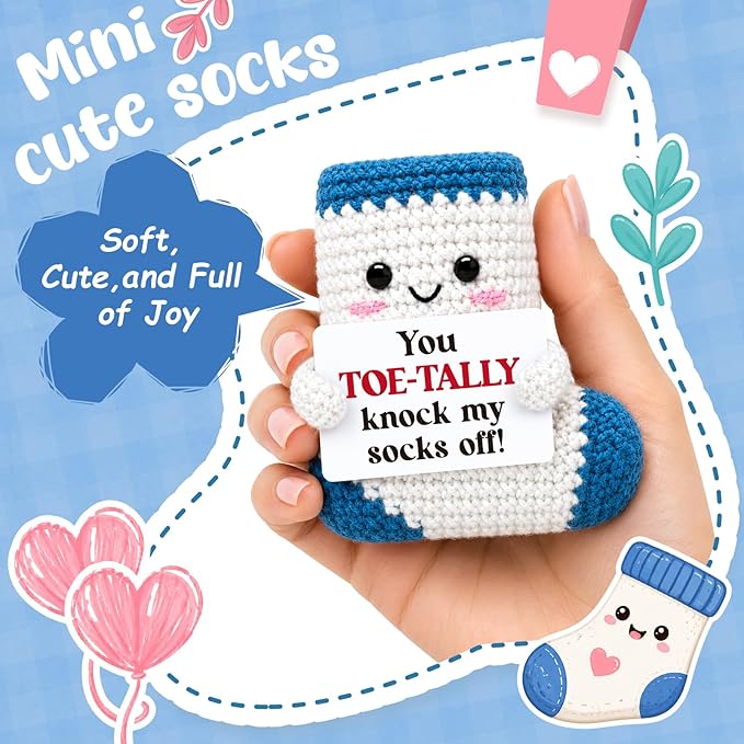 Belatelove Funny Gifts for Men Women, Handmade Crochet Sock Doll, Cute Birthday Gift for Dad, Mom, Sock Lovers, Best Friend, Coworker, Anniversary