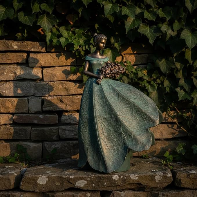 Guichifun Fairy Statue Collection Home Decoration - 22IN Leaf Angel Girls Resin Large Home Decor for Outside or Inside Rustic Garden Outdoor Yard Fantasy Figurines Gift 13.75 x 8.75 x 22 Inch