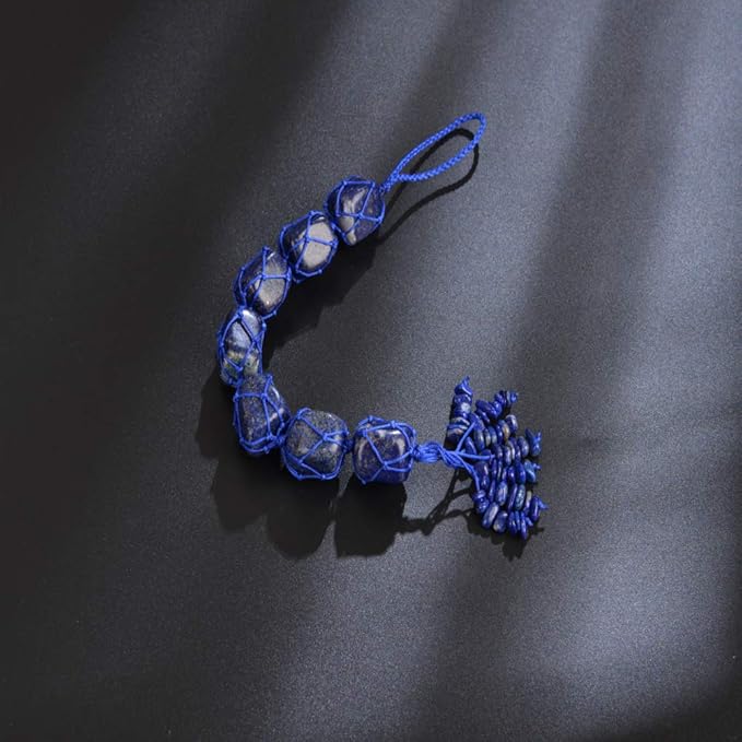 Handmade Natural Lapis Lazuli Crystal Car Hanging Ornaments for Home Decoration Feng Shui Ornament Yoga Meditation Car Decoration Tumbled Palm Stones