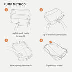 Vacuum Bags for Travel with Pump, Vacuum Compression Packing Bags for Travel Pack Vacuum Kit for Luggage Suitcase Carry On, IP67 Waterproof Odor & Tear-Proof Nylon (2 Pack + Pump Black)