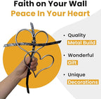Taprion Silver Heart Cross Wall Art - Religious Wall Decor for Living Room, Bedroom & Wedding - 10 Inch