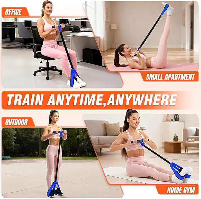 Pedal Resistance Bands with Handles, Upgrade Women Exercise Bands for Full Body Training, Core, ABS, Legs, Glutes, Arms, Pilates, Physical Therapy, Strength, Sit Up Equipment for Home Workout