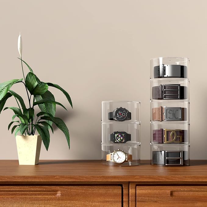 NIUBEE Belt Organizer, Acrylic 10 Layers Belt Case Storage Holder and Display for Accessories like Jewelry,Watch,Bracelets