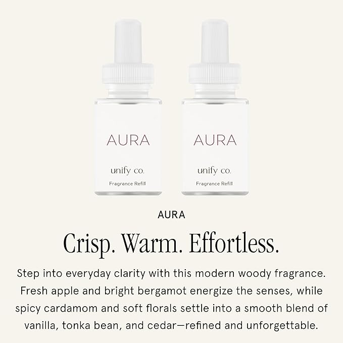 Pura & Unify Co. Home Scent Refill - Smart Air Diffuser - Long-Lasting Luxury Fragrance per Refill - Home Essential - Clean & Safe Diffuser Fragrance - 2 Pack, Aura