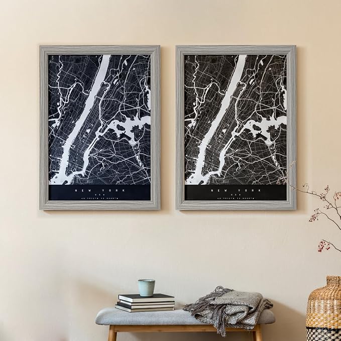 KTKDE A1 Poster Frame Set of 3, 23.4 x 33.1in Picture Frame Wooden Gray -Horizontal or Vertical Wall Hanging for Home, Exhibition, Caffe Large Frame for Photos, Posters - Art Prints best gift