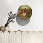 Rooster Decorative Plate Holder, 6 Inch, Rooster Hen Chick White Chicken Gathering Round Display Plate, Hanging Decorative Plate with Display Stand, for Home Kitchen Bedroom Decorative Ornaments
