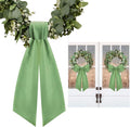 2 Pcs Sage Green Wreath Sash for Front Door Linen Wreath Ribbon Bow for Yard Porch Garland Home Decor