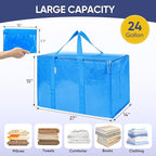 TICONN 2 Pack Extra Large Moving Bags Heavy Duty with Zippers & Carrying Handles, Durable Storage Bags Moving Boxes for Closet Organizers and Storage (2 Pack, Sky Blue)