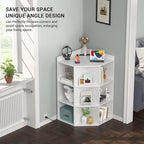 Aheaplus Corner Cabinet, White Corner Storage with USB Ports and Outlets, Corners Cube Toy Storage for Small Space, Wooden Cubby Corner Bookshelf with 9 Cubes for Bedroom, Living Room, Office, White