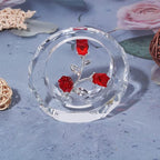 LONGWIN Crystal Tulips Flower Figurines with a Outer Circular Ring, Glass Spring Bouquet Collectible Figurines Home Decor Ornaments Ruby