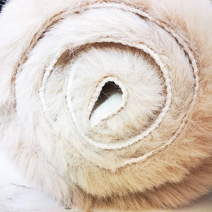 Ghouse Faux Rabbit Fur Round Rug 6ft Light Brown Beige Round Rugs for Bedroom Decor Fluffy Area Rugs for Living Room, no-Shedding Carpet Sheepskin Washable Rug Rome Decor