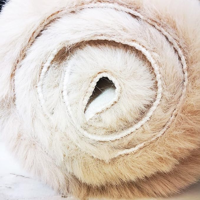 Ghouse Faux Rabbit Fur Round Rug 3ft Light Brown Beige Round Rugs for Bedroom Decor Fluffy Area Rugs for Living Room, no-Shedding Carpet Sheepskin Washable Rug Rome Decor