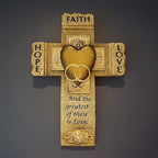 Faith, Hope, and Love Marriage Wall Cross, Wedding, Engagement, and Vow Renewal Couples Gift, Wall Crosses with Bible Verse, 7.25-inch by 10.5-inch, by Abbey & CA Gift