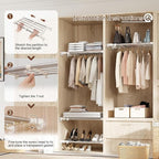 Hershii Tension Shelf Expandable Rod Closet System Heavy Duty Clothes Hanger Adjustable DIY Storage Organizer Freestanding Partitions Shoe Rack