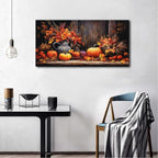 Orange Pumpkin Canvas Wall Art Kitchen Wall Decor Farmhouse Dining Room Pictures Halloween Painting Autumn Flowers Canvas Prints Rustic Fall Harvest Theme Posters Artwork Home Decorations 20x40"