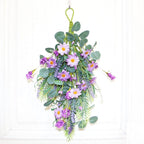 19.7in Purple Lavender Daisy Teardrop Swag, Artificial Floral Swag with Green Leaves, Fake Daisy Flower Swag Front Door Decorative Swag for Door Wall Wedding Arch Decor(Multicolour)