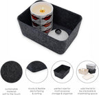 Welaxy Felt deep Storage Bins lidded Drawer Organizer Caddy for junk stuff stationery makeup jewelry closet bathroom minimalist lifestyle (Charcoal Bin, S)