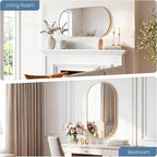 Sweetcrispy 24" x 36" Gold Bathroom Mirror for Wall, Oval Wall Mirrors with Metal Frame, Tempered Glass, Modern Vanity Mirror for Over Sink, Living Room, Bedroom, Entryway, Horizontal or Vertical