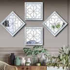 Wocred Set of 4 Mirrors Square Wall Mirror,Gorgeous Rustic Farmhouse Accent Mirror,Rustic White Color Entry Mirror for Bathroom Renovation,Bedrooms,Living Rooms and More(12”x12”4pcs)