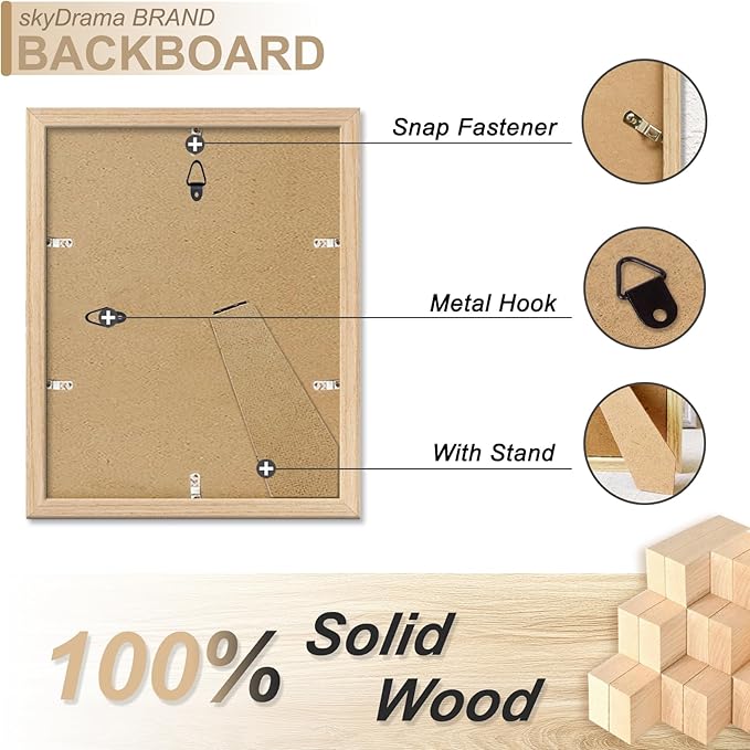 Natural Solid Wood 8.5x11 Picture Frame, Display 8.5 x 11 Inch Picture Poster Photo, Vertical & Horizontal Wall Hanging - 2 Pack/Natural/8.5"x11"