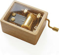 Hand Crank Wooden Music Box - Beech Wood with Clear PVC Window, Premium Golden Movement, Mini Size 6x4.5x3cm, 80g - Ideal Gift for Loved Ones (Contemporary, You are My Sunshine)