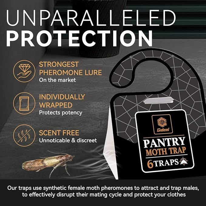 GIDEAL Pantry Moth Trap with Pheromones Prime for House Kitchen Food Cupboard 6 Pack (Grain Moth)