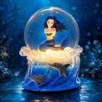 Mermaid Snow Globe Music Box with Light, Plays You are My Sunshine, Blue Ocean Musical Snow Globe Gift for Women, Wife, Girlfriend, Daughter, Mom, Birthday Anniversary Christmas Decor
