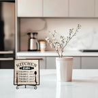 DETIHO Funny Kitchen Sign, Rustic Kitchen Wooden Plaque With Metal Stand, Above Cabinet Decor for Home Restaurant Tabletop Decor Favors & Supplies - G06