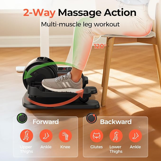 Under Desk Elliptical Exercise Machine, Electric Elliptical for Seniors with 10 Level Adjustable Resistance & Speeds, Quiet Portable Elliptical Machine with Remote for Home Office