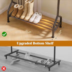 EAGMAK Sturdy Clothing Rack with Shelf, Metal Garment Rack with Leveling Feet for Hanging Clothes, Freestanding Clothes Rack for Bedroom, Apartment & Small Spaces, Black