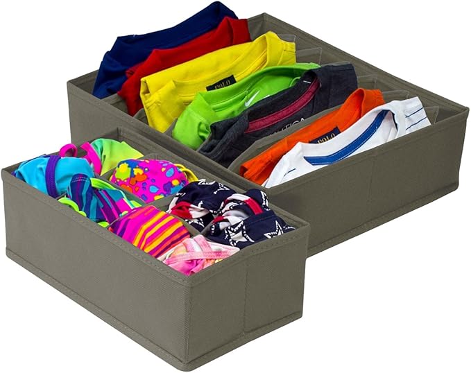Sorbus® Set of 4 Foldable Drawer Dividers, Storage Boxes, Closet Organizers, Under Bed Organizer (Gray)