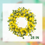 J'FLORU Artificial Large Spring Wreath 28 Inch Summer Wreaths for Front Door Yellow Daisy Wreath for Indoor Outdoor Home Decor and Easter Celebration