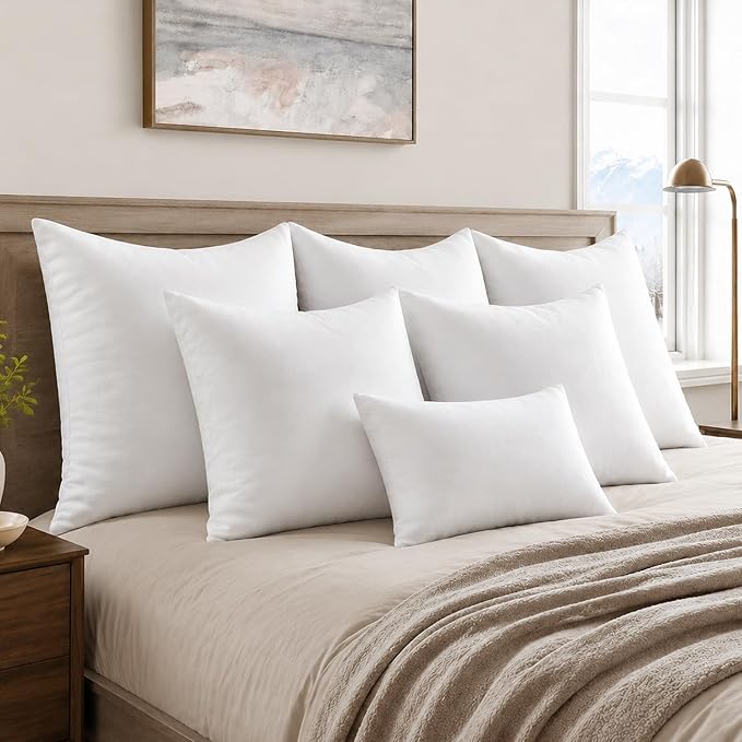 MIULEE Throw Pillows Inserts, Pack of 4 26x26 Inch 100% Virgin Fiber Filling Bed Couch Pillows
