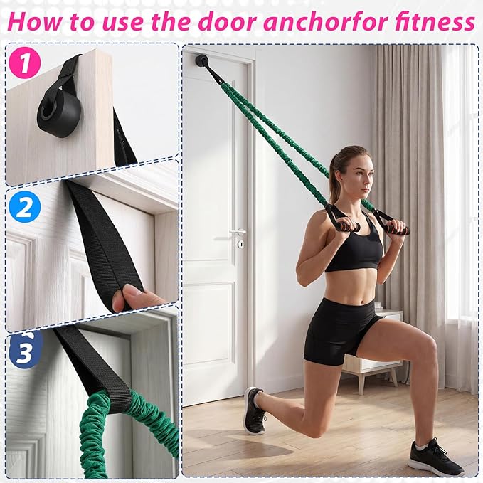 Leyndo 5 Pcs Exercise Resistance Bands with Handles Physical Resistance Tube Workout Bands with Door Anchor for Men Women Muscle Toning Strength Training