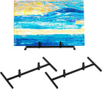 Yaocom 2 Pcs Black Metal Display Stands Sleek Easel Holder for Stained Ceramic Tiles Art Collectibles, Elegant Picture Frame Stand for Home Decor, Office, Gallery Trade Show Exhibits