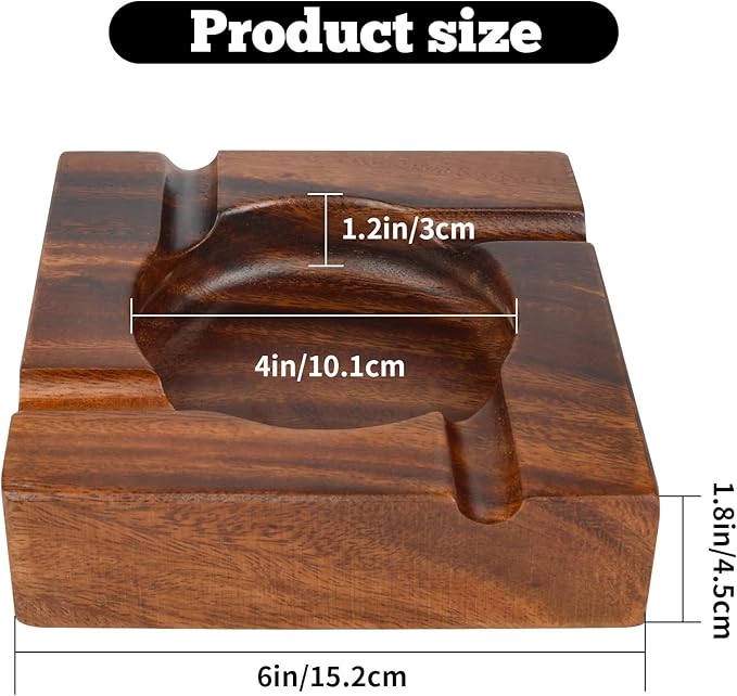 Premium Extra Large Wooden Cigar Ash Tray with 3 Cigar Cutter set, Cigarette Ashtray for Smokers Outside Patio Home Office Bar Use