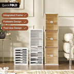 ANTBOX Shoe Organizer Storage Box, Portable Folding Shoe Rack for Closet with Magnetic Clear Door,Large Sneaker Cabinet Bins Sturdy Easy Assembly 6 Layers-6 Grids