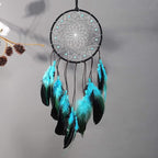 Dream Catcher Handmade Blue Feather Dreamcatchers Wall Hanging Ornament for Kids Home Decoration Girl Bedroom Craft Gift